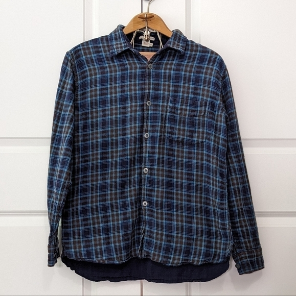 Carbon2Cobalt Shirt Men's Medium Blue Plaid Flannel Button Up Long Sleeve Cotton - Picture 1 of 5